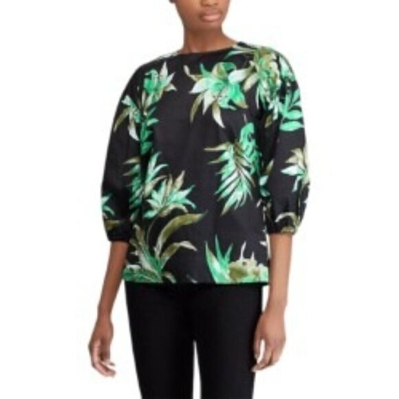 Ralph Lauren Floral Print Bishop Sleeve Top PS - Picture 1 of 4